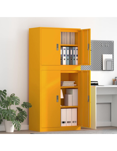 Armadio 2 pz Giallo Senape 80 x 40 x 175 cm Acciaio Bloccabile