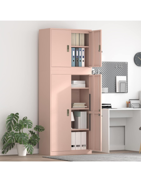 Armadio 2 pz Rosa 80 x 40 x 210 cm Acciaio Bloccabile