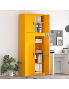 Armadio 2 pz Giallo Senape 80 x 40 x 210 cm Acciaio Bloccabile