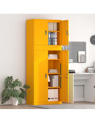 Armadio 2 pz Giallo Senape 80 x 40 x 210 cm Acciaio Bloccabile
