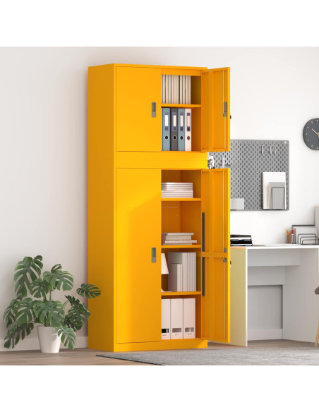 Armadio 2 pz Giallo Senape 80 x 40 x 210 cm Acciaio Bloccabile