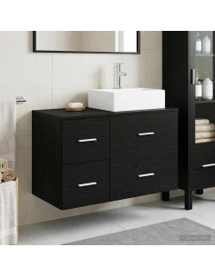 Set di mobili per il bagno 2 pz Rovere Nero