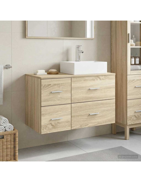 Set di mobili per il bagno 2 pz Rovere Sonoma