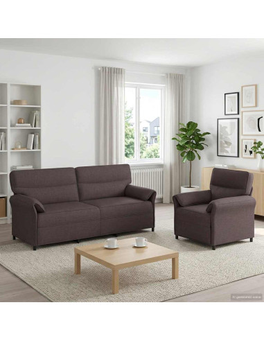 Set di divani 2 pz Marrone Scuro Tessuto