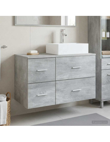 Set di mobili per il bagno 2 pz Grigio Cemento