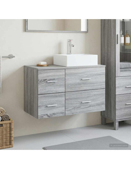 Set di mobili per il bagno 2 pz Sonoma grigio