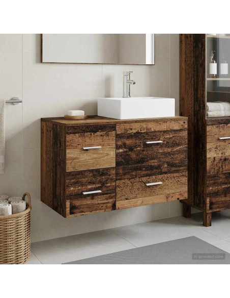 Set di mobili per il bagno 2 pz Legno antico