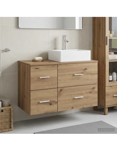 Set di mobili per il bagno 2 pz Rovere Artigianale