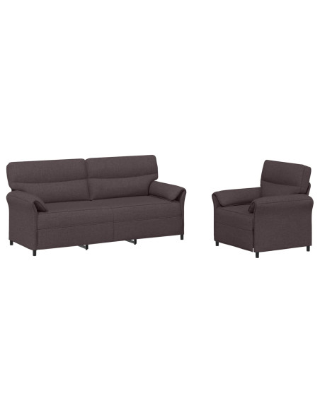 Set di divani 2 pz Marrone Scuro Tessuto
