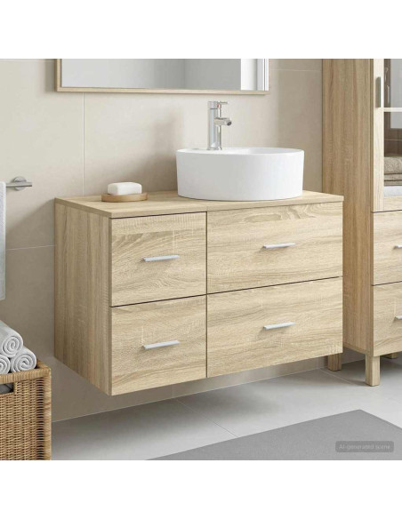 Set di mobili per il bagno 2 pz Rovere Sonoma