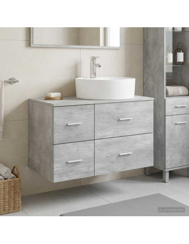 Set di mobili per il bagno 2 pz Grigio Cemento