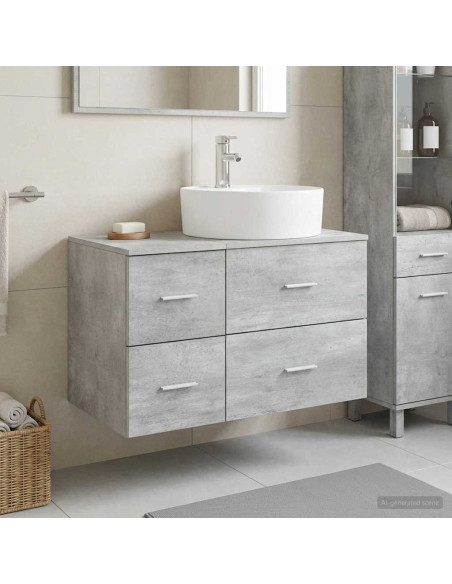 Set di mobili per il bagno 2 pz Grigio Cemento