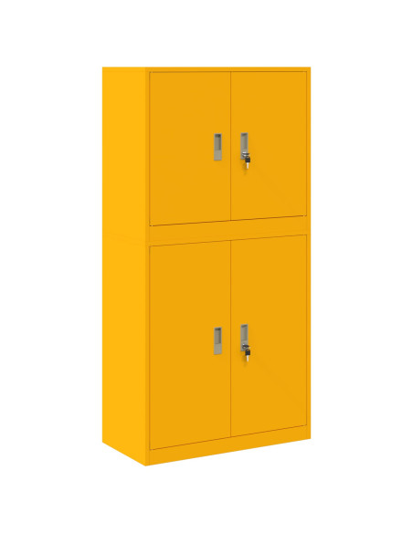 Armadio 2 pz Giallo Senape 80 x 40 x 160 cm Acciaio Bloccabile