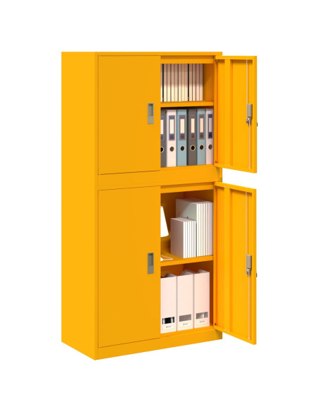 Armadio 2 pz Giallo Senape 80 x 40 x 160 cm Acciaio Bloccabile