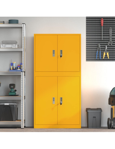 Armadio 2 pz Giallo Senape 80 x 40 x 160 cm Acciaio Bloccabile