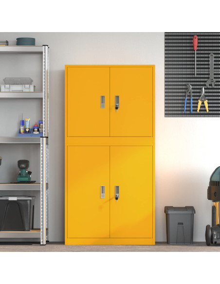 Armadio 2 pz Giallo Senape 80 x 40 x 160 cm Acciaio Bloccabile