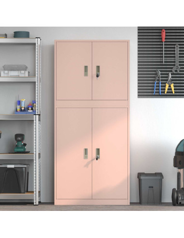 Armadio 2 pz Rosa 80 x 40 x 175 cm Acciaio Bloccabile