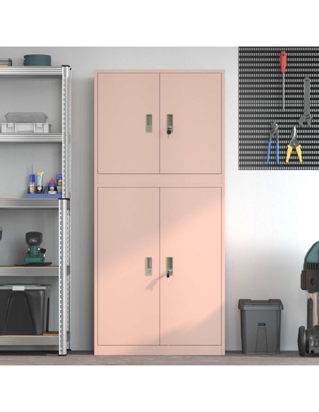 Armadio 2 pz Rosa 80 x 40 x 175 cm Acciaio Bloccabile