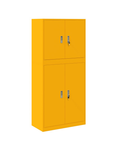 Armadio 2 pz Giallo Senape 80 x 40 x 175 cm Acciaio Bloccabile