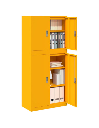 Armadio 2 pz Giallo Senape 80 x 40 x 175 cm Acciaio Bloccabile