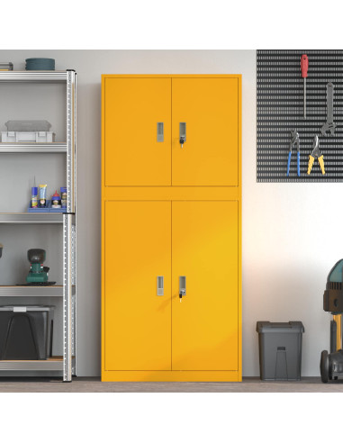 Armadio 2 pz Giallo Senape 80 x 40 x 175 cm Acciaio Bloccabile