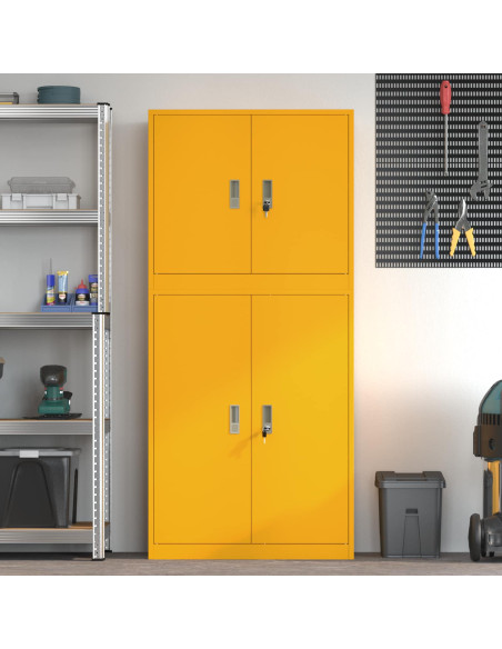Armadio 2 pz Giallo Senape 80 x 40 x 175 cm Acciaio Bloccabile