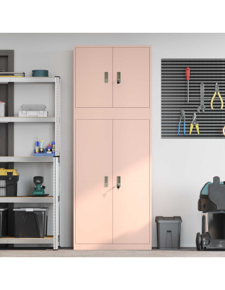 Armadio 2 pz Rosa 80 x 40 x 210 cm Acciaio Bloccabile