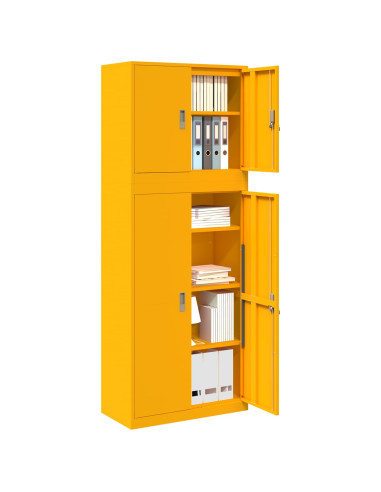 Armadio 2 pz Giallo Senape 80 x 40 x 210 cm Acciaio Bloccabile