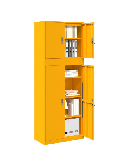 Armadio 2 pz Giallo Senape 80 x 40 x 210 cm Acciaio Bloccabile