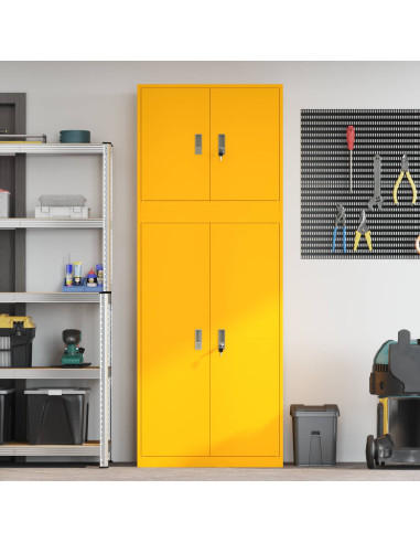 Armadio 2 pz Giallo Senape 80 x 40 x 210 cm Acciaio Bloccabile