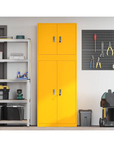 Armadio 2 pz Giallo Senape 80 x 40 x 210 cm Acciaio Bloccabile