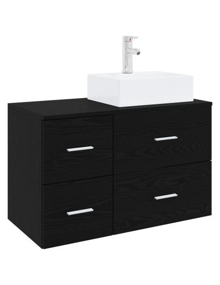 Set di mobili per il bagno 2 pz Rovere Nero