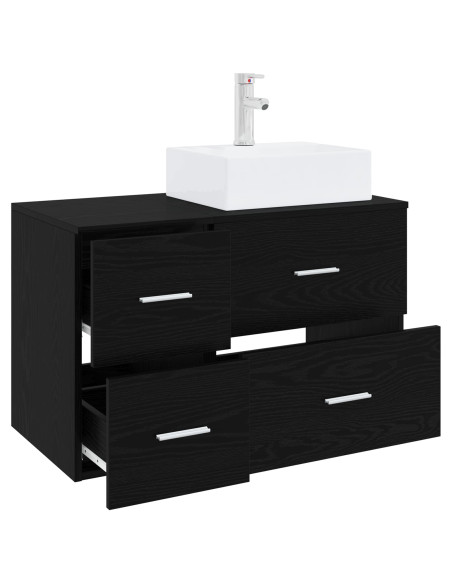 Set di mobili per il bagno 2 pz Rovere Nero