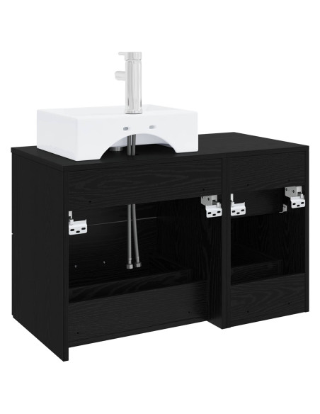 Set di mobili per il bagno 2 pz Rovere Nero