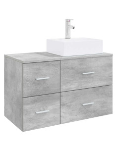 Set di mobili per il bagno 2 pz Grigio Cemento 2