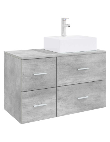 Set di mobili per il bagno 2 pz Grigio Cemento