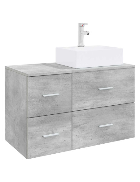Set di mobili per il bagno 2 pz Grigio Cemento