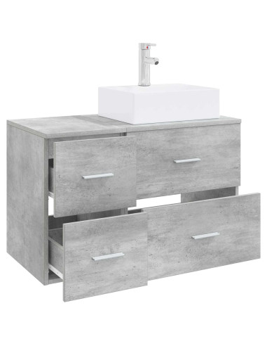Set di mobili per il bagno 2 pz Grigio Cemento