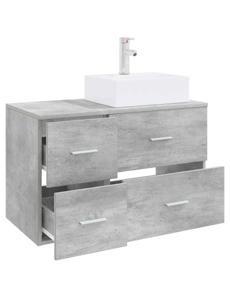 Set di mobili per il bagno 2 pz Grigio Cemento