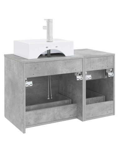 Set di mobili per il bagno 2 pz Grigio Cemento