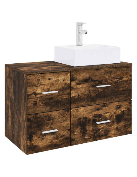 Set di mobili per il bagno 2 pz Rovere Fumo
