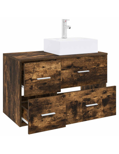 Set di mobili per il bagno 2 pz Rovere Fumo