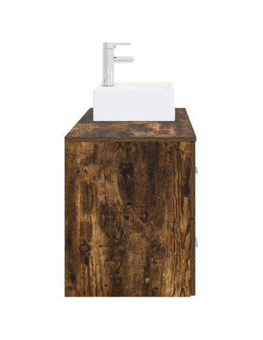 Set di mobili per il bagno 2 pz Rovere Fumo