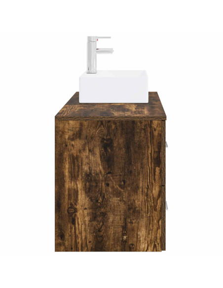 Set di mobili per il bagno 2 pz Rovere Fumo