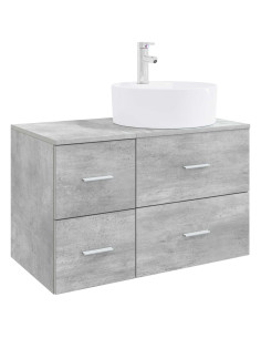 Set di mobili per il bagno 2 pz Grigio Cemento 2
