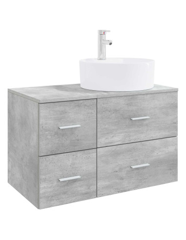 Set di mobili per il bagno 2 pz Grigio Cemento