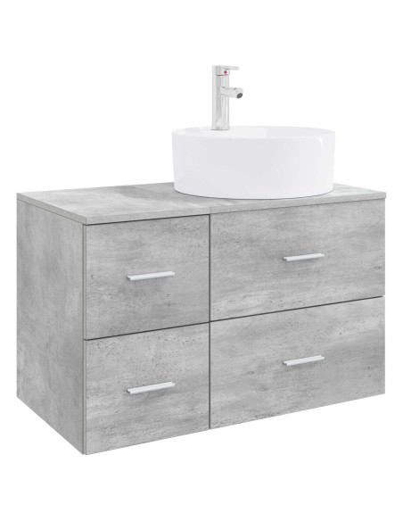Set di mobili per il bagno 2 pz Grigio Cemento