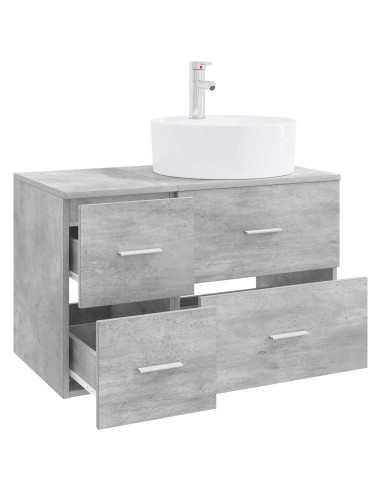Set di mobili per il bagno 2 pz Grigio Cemento