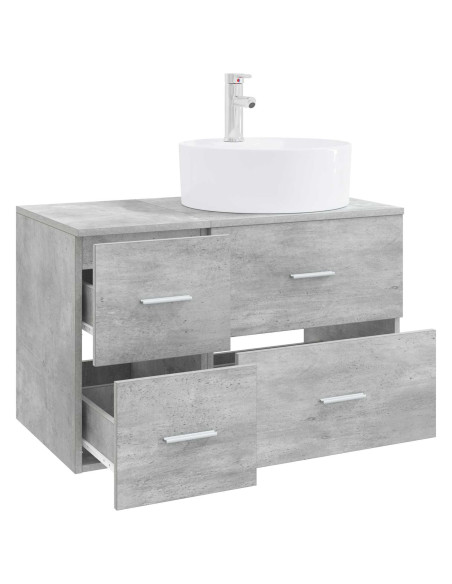 Set di mobili per il bagno 2 pz Grigio Cemento