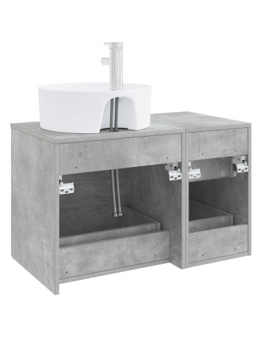 Set di mobili per il bagno 2 pz Grigio Cemento